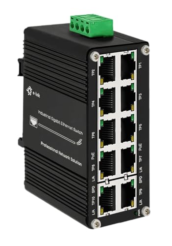 Image of Mini Industrial 8-Port 10 /100 /1000T 802.3at PoE + 2-Port 10 /100 /1000T Din Rail Mount Compact Ethernet Switch, 48~57V DC Unmanaged Network Switch 20Gbps Switching Capacity