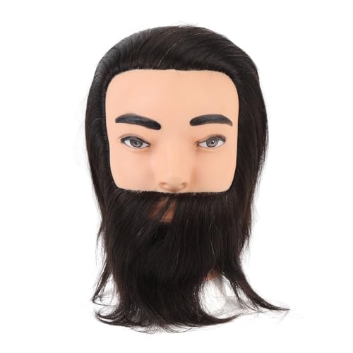 Tête de mannequin homme avec barbe en résine et matériau PVC noir rigide