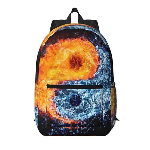 Mochila universitaria EdWal Yin Yang para hombre y mujer ligera en color negro