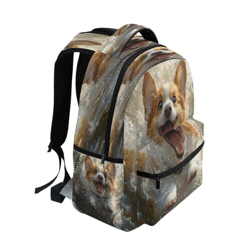 Lovely Puppy Dog Water Backpack for School Boys Girls Adults Kids Bookbag Laptop Bag 15L2