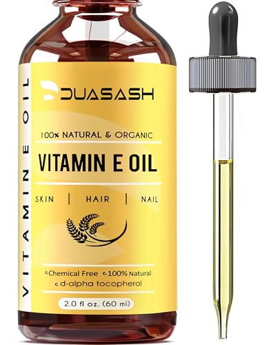 Duasash Aceite de Vitamina E Liquida para Cuidado Facial, 100% Natural a Base de Plantas Vitamin E Oil para el Cabello d-Alfa Tocoferol 60 ml Antioxidante y Antiedad para Cara, Piel, Cabello y Uñas