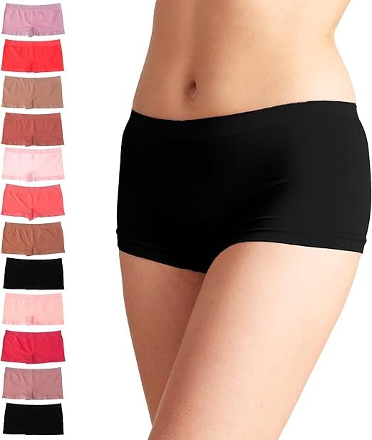 SunFlux® Womens Seamless Look Boy Short Panties, Boyshort Boxer Briefs Boyshort Panties Ladies Multicolored Pack-image-42