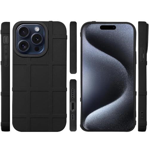 Image of Amazon Brand - Solimo Shockproof Back Case Cover for Apple iPhone 15 Pro | 360 Degree Protection | Slim Protective Case | Anti-Scratch Tough TPU Case for Apple iPhone 15 Pro (Black)