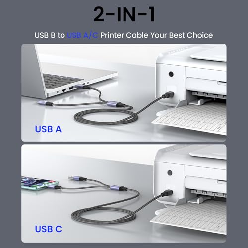 moswag 2in1 usb printer cable 328ft1m with usb c to midi cable printer cableusb midi cable usb c to usb b midi cablecablecompatible with music instrumentpianomidi keyboardusb microphone