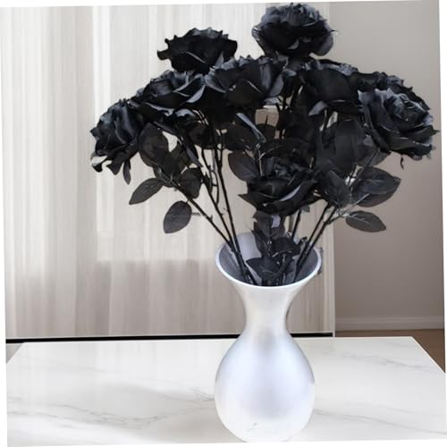 Rosas negras artificiales de aspecto real para centros de mesa de salon 3
