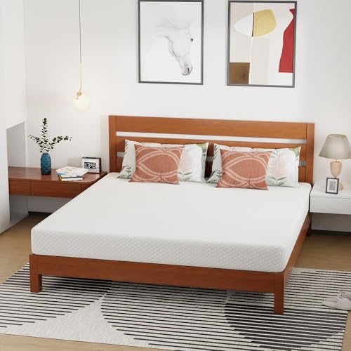 Image of FDW | 8 Inch King Mattress | Medium Firm | Gel Memory Foam Mattress | White | Bed in a Box, CertiPUR-US Certified | Pressure Relief, Cooling Ventilated Foam | Washable Removable Cover