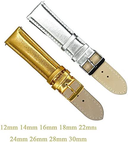 avec Boucle en Acier Inoxydable 12 mm 14 mm 16 mm Bracelet de Montre en Cuir véritable Bracelet Montre Bnad Ceinture (Argent, Or) Bracelets de Rechange