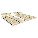 Cinyiqo Somieres de Cama 2 uds con 28 láminas 7 Zonas, Somier Colchon, Base Tapizada, Base De Cama, Somier De Láminas, 90x200 cm