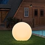 MALUX Kugelleuchte Aussen mit Fernbedienung Gartenleuchte mit 8 Farben RGBW Wasserdicht IP67 für Garten, Balkon, Terrasse D30CM