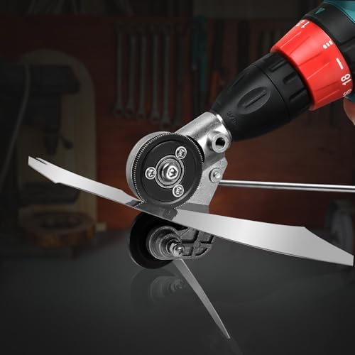 PETERONG Upgraded Electric Drill Plate Cutter - Efficiently shears flat sheet metal, Metal Cutting Attachment with Adapter - Cuts 20-30GA sizes of Iron, Steel, Tin, Aluminum, and cardboard up to 3MM by PETERONG - Image 6
