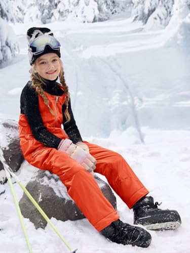 Image of Haloumoning Kids Snow Bibs Girls Ski Pants Waterproof Insulated Snowboard Overalls Snowsuit 5-14 Years