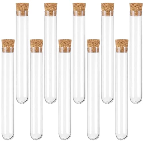 12 * 75mm 10 Piezas Tubos de ensayo plastico Probetas Tubos De Ensayo Transparentes,Para Almacenamiento De Confitería, Especias, Líquidos Manuaildad de Artesanía Decoración