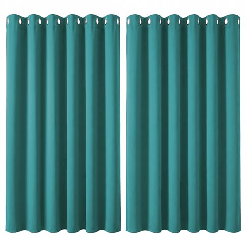 Deconovo Super Soft Solid Eyelet Thermal Insulated Blackout Curtains for Bedroom, 90 Width x72 Drop, 1 Pair, Turquoise