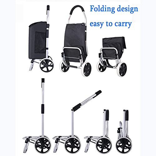 Extra großer faltbarer Einkaufstrolley mit wasserdichter abnehmbarer Tasche, robuster Lebensmittelwagen mit Treppensteigfunktion für mühelosen Transport und einfaches Tragen – Bild 4