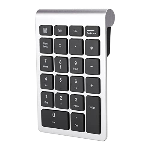 Number Pad for Laptop, RF304 22 Keys Numeric Keypad Numeric Keypad for Laptop Numeric Keypads USB Keyboard with Receiver (Silver Black)
