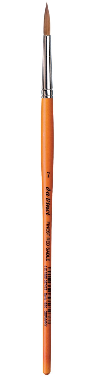da Vinci Watercolor Series 1520 Paint Brush, Round Pure Red Sable with Short Brown Lacquered Handle, Size 7 (1520-07)