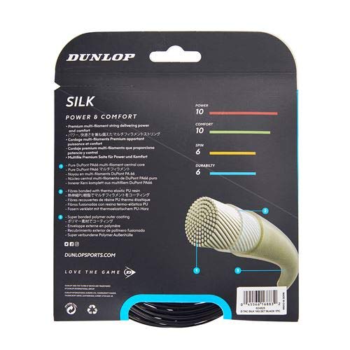 Dunlop Sports Silk 16G Tennis String, Black, 1 Set #TOP1
