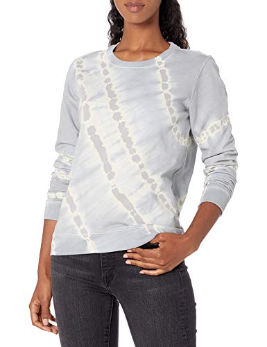 Lucky Brand Women's Long Sleeve Crew Neck Tie Dye Pullover Sweatshirt, Grey Multi, M