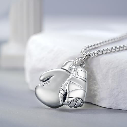Boxing Gloves Necklace 925 Sterling Silver Hand Wrap Necklace Boxing Punk Gifts for Men3