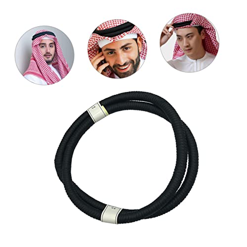 Beavorty Saudi Men's Hairband - Arabe Men's Turbante Keffiyeh Headband Wrap Rope, Black,1 - Image 4
