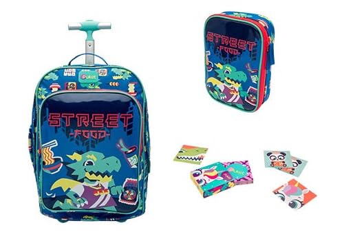 Kit Mochila Com Rodinha + Estojo Tubarão Hip Hop Puket