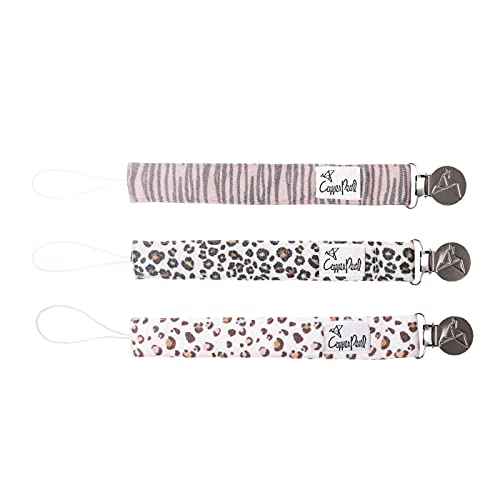 Image of Copper Pearl Pacifier Clip 3-Pack: Premium Knit Binky Clips for Baby Girls and Boys - Stylish Stainless Steel Pacifier Holder Clip - Baby Pacifier Clips for No More Floor Drops - Zara