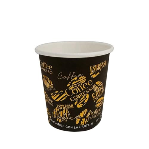 PALUPLUS 1600 Bicchieri in Carta per Caffè da 90ml NERO Grafica Chicco Caffè (3 oz) Bicchierini in cartoncino biodegradabile per bevande calde e fredde -F3,5