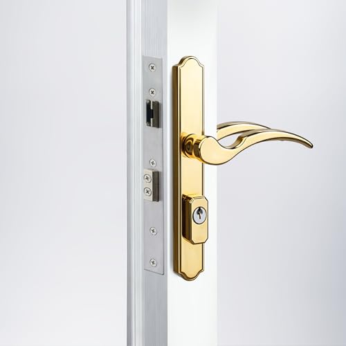 House Guard Brass Storm and Screen Door Handle Set with Lock and Key