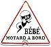 Plaque Panneau Voiture Bébé Motard à Bord Personnalisable Photo Texte Dessin R1 avec 2 ventouses