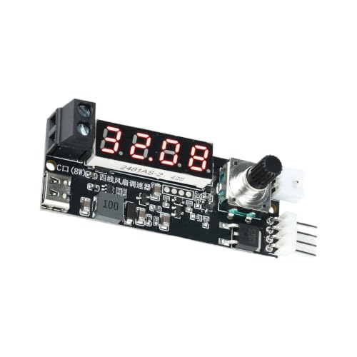 CUNZJIA Fan Speed Controller Module DC5V/12V with 4 Pin Output, Digital Display, Rotary Knob, Type C Power, 12V Inp