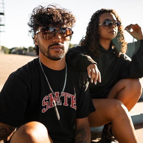 Diamond's Roar Classic Vintage Polarized Aviator Sunglasses for Women Men Trendy Square Large Frame Retro Sunglasses - UV4002