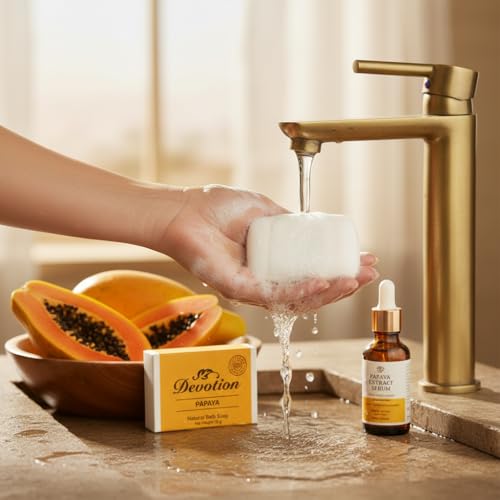 Image of Devotion | PAPAYA Natural Bath Soap | Pack of 6 | 75g | Moisturizing & Nourishing | Gentle Cleansing