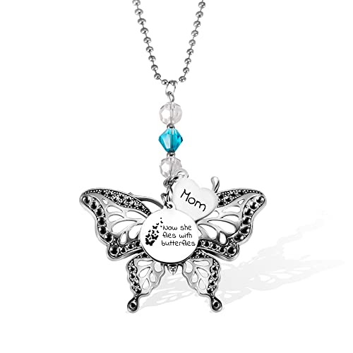 Custom Memorial Butterfly Car Rear View Mirror Charm Keepsake Hanging Ornament for Car Pendant Accessories