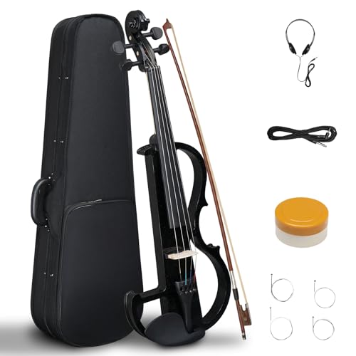Pinikuyiro Electric Violin Full Size 4/4, Black Silent Electric Violin cover