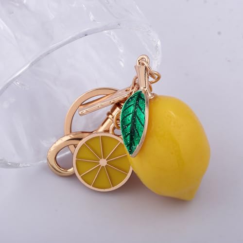 Image of Fruit Bag Charm Keychain - Gold Key Chain, Cute Purse Handbags Accessories - Beautiful Gift for Women