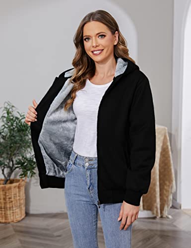 Puwei Women'S Winter Warm Fleece Jackets Thick Sherpa Lined Zip Up Hoodies Heavyweight Sweatshirt Coat thumb #6