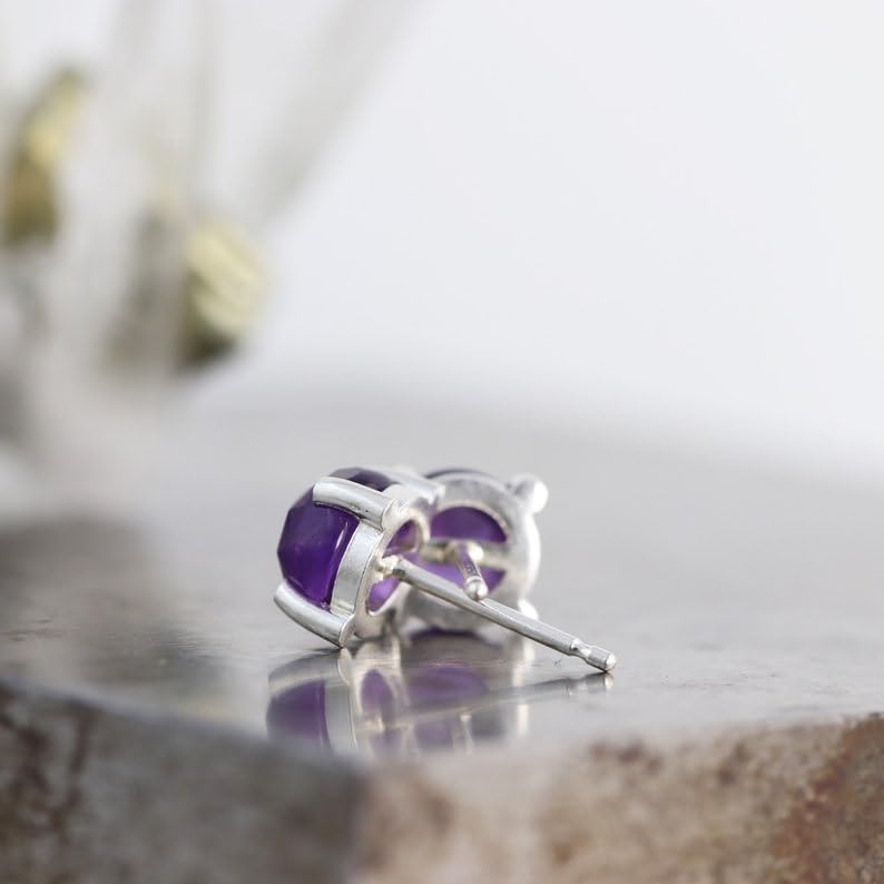 Boucles d'oreilles améthyste naturelle argent 925 hypoallergéniques et légères
