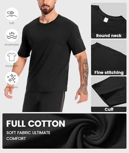 Image of Little Beauty 5 Pack Men's T-Shirts Crew Neck Short Sleeve Cotton Tee Casual Summer Tops