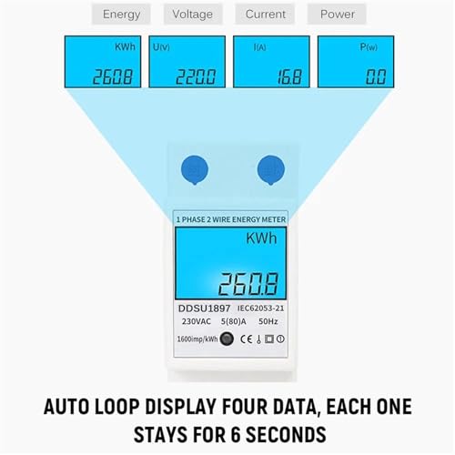 Compteur d'énergie électrique sur rail DIN 220V monophasé - 5