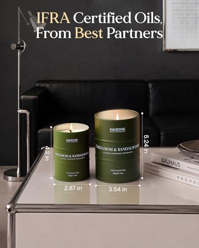Image of M&SENSE Cardamom Santalwood Scented Soy Candles, 11.3 oz