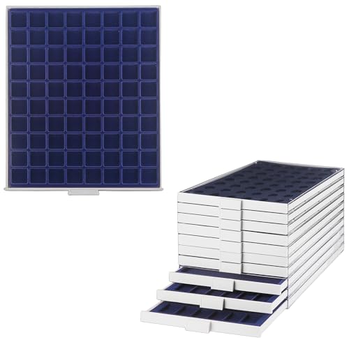 Caja de monedas de 24 mm Prophila con 80 divisiones angulares e inserto azul 1