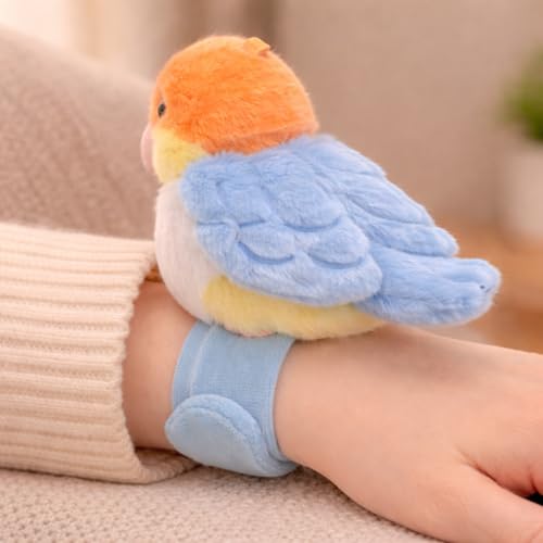 Image of Babique Plush Bird Wristband Toy for Kids | Soft Stuffed Animal Slap Band Bracelet | Cute Baby Soft Toy Wrap Wristband for Boys & Girls | Mini Colorful Plush Gift for Kids