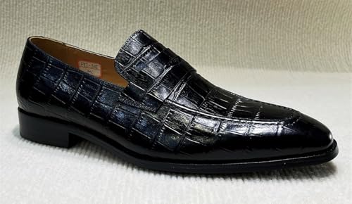 Santimon Men's Crocodile Pattern Leather Loafers Slip-On Dress Shoes –Handmade Formal Business Penny Loafer for Wedding, Office & Party2