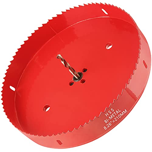 Image of Luomorgo 210mm /8 1 /4 inch Hole Saw with Arbor | 1 1 /4 inch Cutting Depth, HSS Bi-Metal, For Wood Cornhole Boards Plastic Drywall & Metal Sheet
