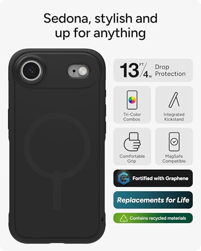 Image of ZAGG Sedona Snap Case for iPhone Air - Flood Black, Drop Protection (13ft /4m), Graphene-Reinforced Multi-Layer Protection, MagSafe Phone Case with Impact-Absorbing Bumpers, Slim & Lightweight