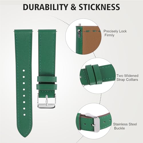 Italy Genuine Leather Watch Bands Men Women Compatible with Samsung Galaxy Watch Band, 20mm 22mm Lugs Watch Straps, Quick Release Wear-resistant Sweat-Resistant Smartwatch Replacement Strap