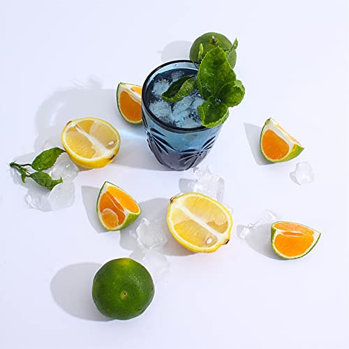 M&N HOME Colored Whiskey Glasses, Set of 4 Colorful Drinking Glasses, 9 Oz Coconut Cups, Glass Tumblers, Glass Cups for Water and Juice, Tiki Cups, Tropical Themed Glassware Set - BLUE SET