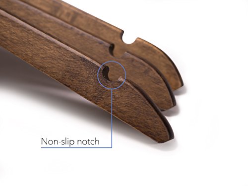 Topline Classic Wood Shirt Hangers - Walnut Finish (10-Pack) - Thumbnail 5