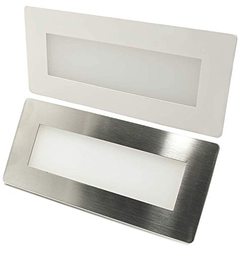 Zeitnet Inc. Faretto segnapassi LED 6W incasso luce muro cassetta 506 4000K bianco inox IP65 600 LUMEN luce bianco naturale