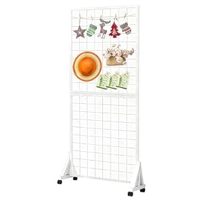 QD-BYM ネットスタンド 折り畳み式 ワイヤーネット 幅60cm×奥行40cm×高さ160cm ホワイト-キャスター付 【持ち運び可能】【S型フック付】 店舗 陳列 DIY 展示 スキマ型ワゴン